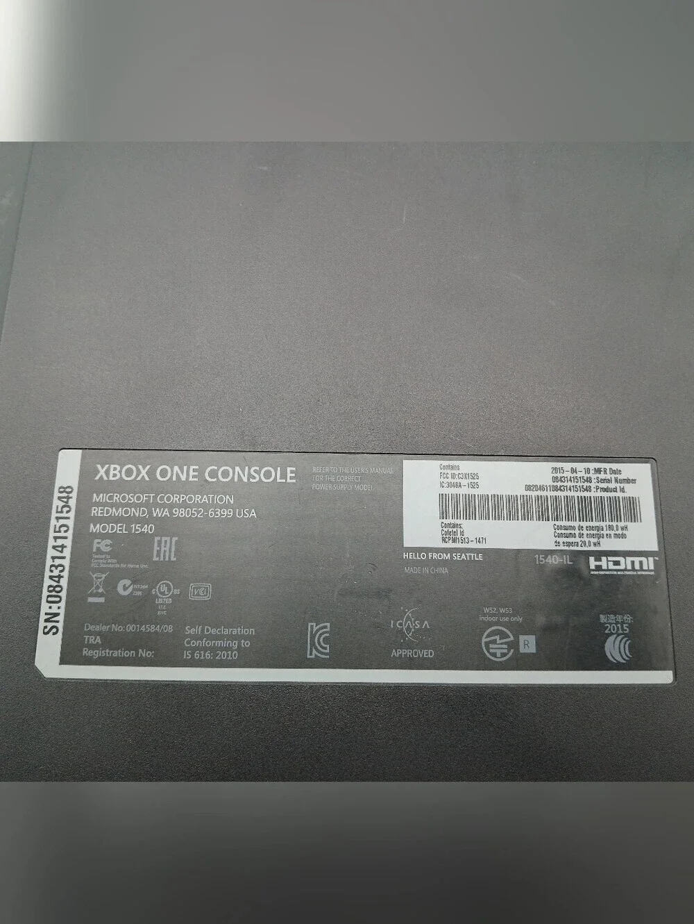 Xbox One Console 1540 Bundle in Black with Controller and Cables